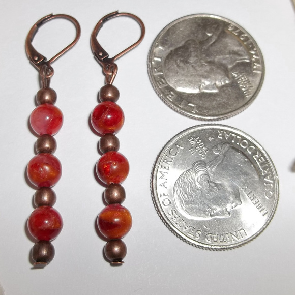 Red & Orange Boho Beaded Earrings Set Fashion Accessory Jewelry Pair NWT 5099 - Picture 2 of 8